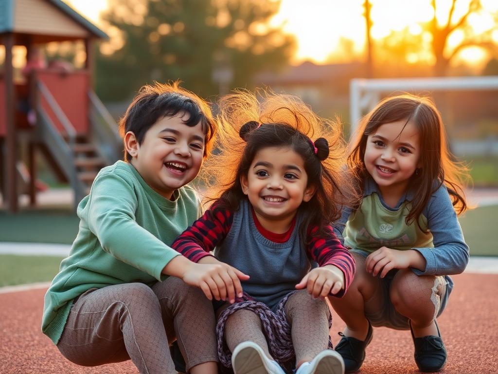 Children playing together at an inclusive playground